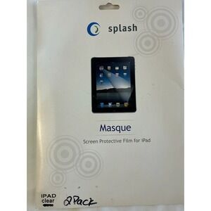 Splash Masque Screen Protective Film for iPad‎ 2 Pack Clear New